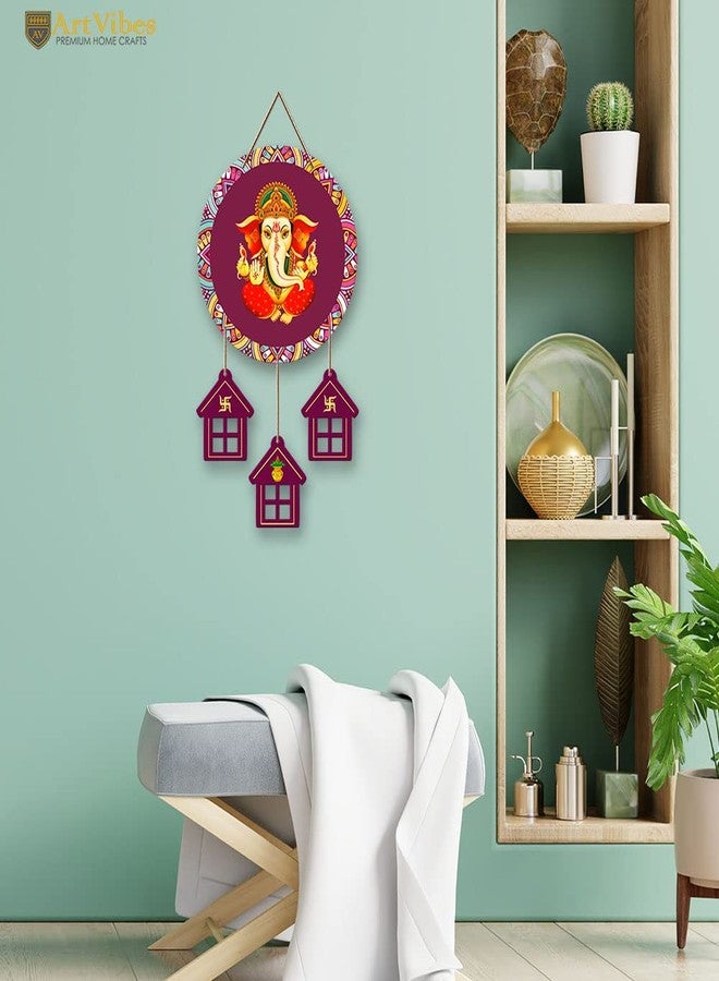 Artvibes Lord Ganesha Auspicious Wooden Art Work Wall Hanging For Good Luck Properity Vastu | Spiritual Decor Items | Paintings | Wall Poster| Stylish Modern Decor Item | Gift Items (WH_7204N) - Image 4